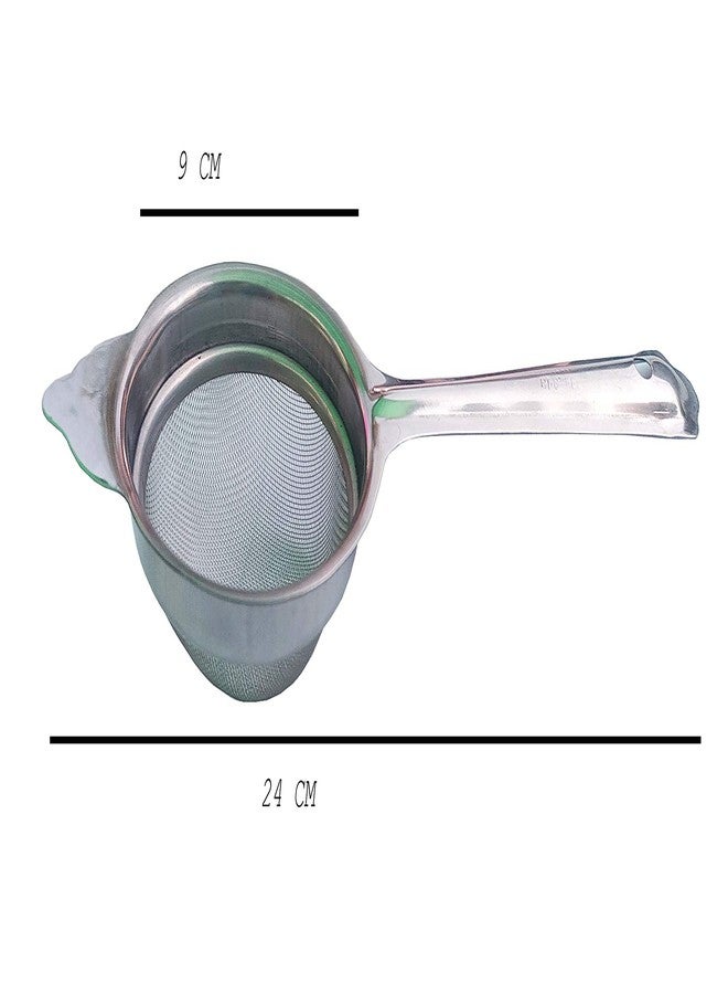 Kitchwish Stainless Steel Tea and Coffee Strainer with Long Handle Durable Mesh Sieve for Kitchen 8.5cm Diameter 24cm Length Silver Pack of 2 - Image 3